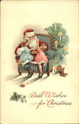 Children Sitting On Santa's Lap Postcard