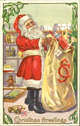 Santa with a big bag of toys Postcard