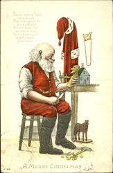 Santa relaxes in his workshop Postcard