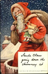 Santa with toys in his hands Postcard