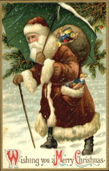 Santa Delivering Toys Postcard