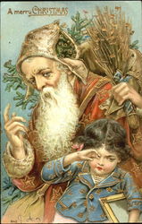 Santa with one little baby Postcard