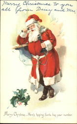 Santa Talking on the Phone Postcard