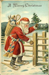 santa wearing snowshoes Postcard