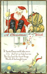 Santa Delivering Presents by Airplane Postcard