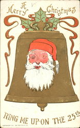 Santa face on a Bell Santa Claus Postcard Postcard