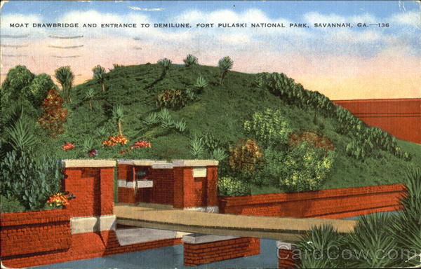 Moat Drawbridge And Entrance To Demilune, Fort Pulaski National Park Savannah Georgia