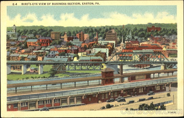 Bird's-Eye View Of Business Section Easton Pennsylvania