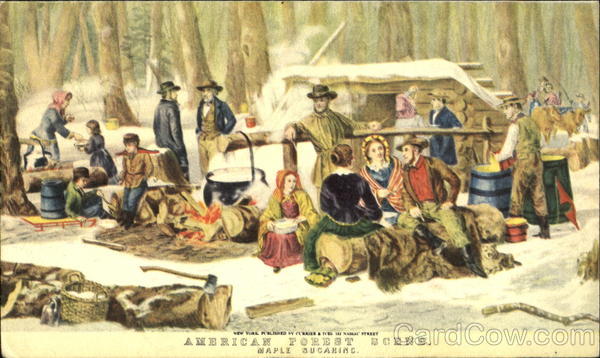 American Forest Scene Currier & Ives Maple Sugaring