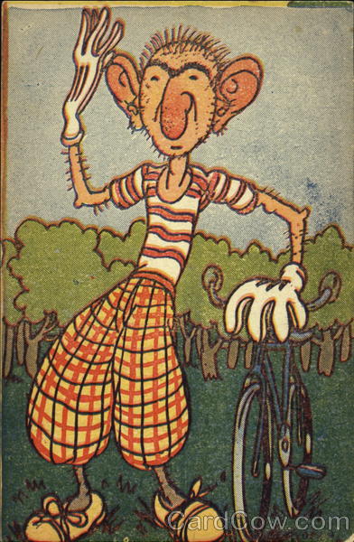 Cartoon man and bicycle Bicycles