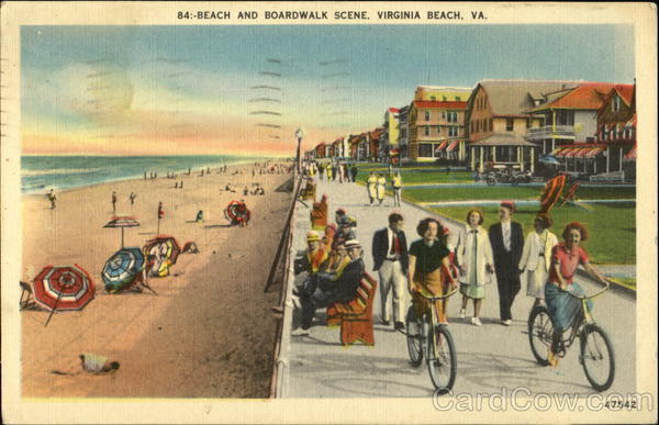 Beach And Boardwalk Scene Virginia Beach