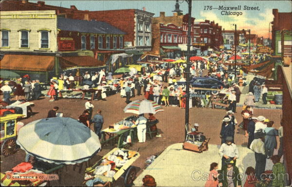 Ghetto Market, Roosevelt Road and 14th Street East and West of Halstead St Chicago Illinois