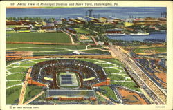 Aerial View Of Municipal Stadium And Navy Yard Postcard