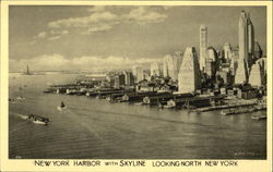 New York Harbor With Skyline Looking North Postcard
