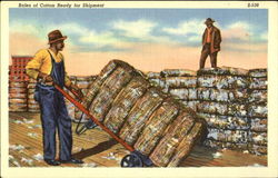 Bales of cotton ready for shipment Black Americana Postcard Postcard