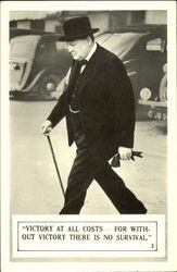Mr. Winston Churchill walking from the Admiralty to Downing Street, London  Postcard