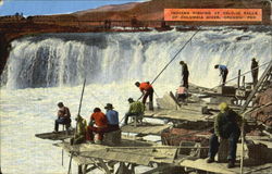 Indians fishing at Celilo Falls The Dalles, OR Postcard Postcard