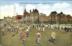 Bicycling On The Boardwalk Postcard