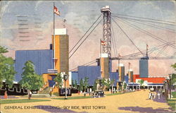 General Exhibits Building Sky Ride West Tower Postcard