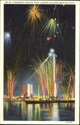 Fireworks Display Over Lagoon Chicago World's Fair Postcard