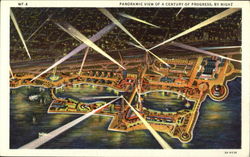 Panoramic View Of A Century Of Progress By Night Postcard