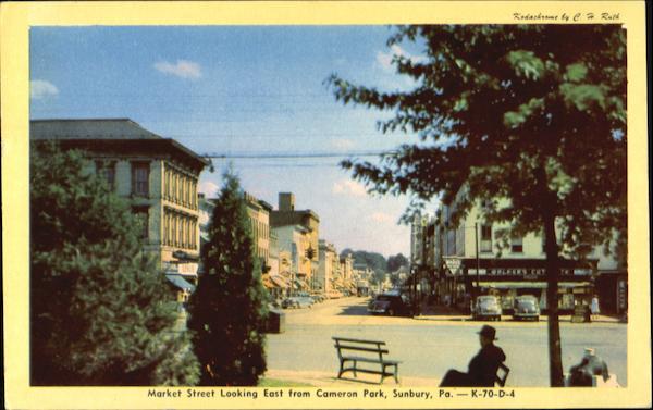 Market Street Looking East from Cameron Park Sunbury Pennsylvania