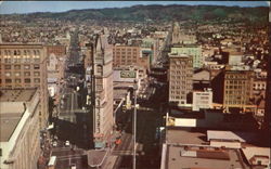 Downtown Oakland, Calif. looking north on Broadway and Telegraph California Postcard Postcard