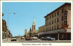 Third Street, Looking North, Laramie, Wyoming Postcard