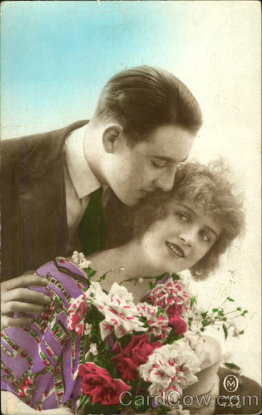 Art Deco Couple with pink and white flowers Couples
