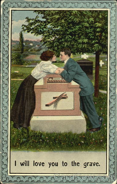 Young Couple Enbracing over a Gravesite Couples