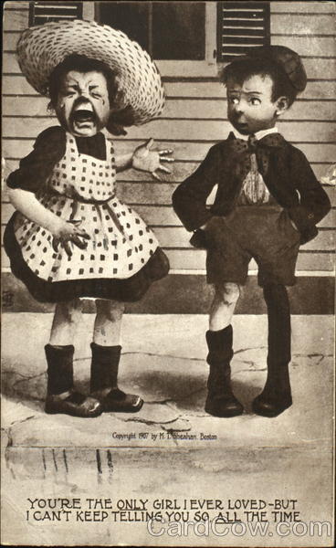 Cartoon boy with crying cartoon girl Couples