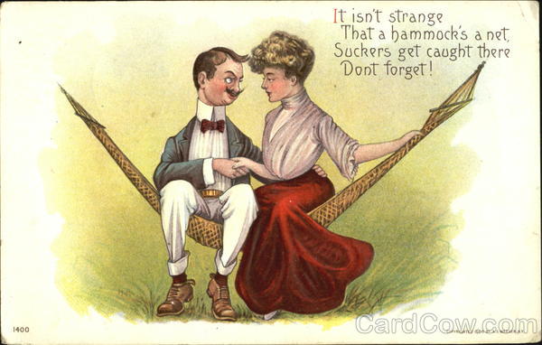 Cartoon Man and woman on hammock Couples