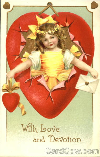 A Girl with a Valentine and a Heart Children A Girl with a Valentine and a Heart Children