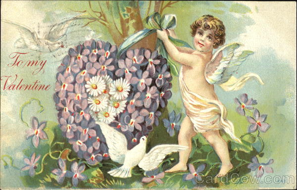 Cupid with a Heart of Flowers Hearts
