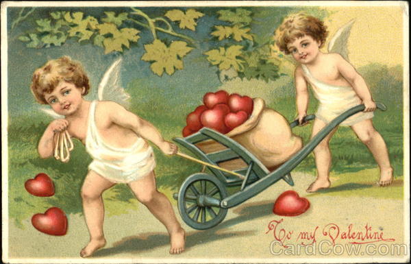 Cupids with heart apples