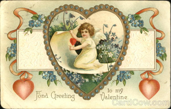 Girl inside heart, holding paper and heart Children