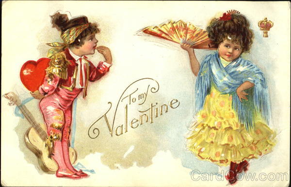 Boy guitarist and girl dancer in Spanish dress Children