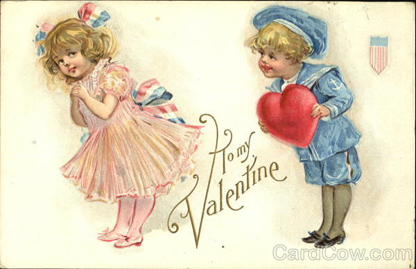 Boy Giving a Heart to a Girl Children