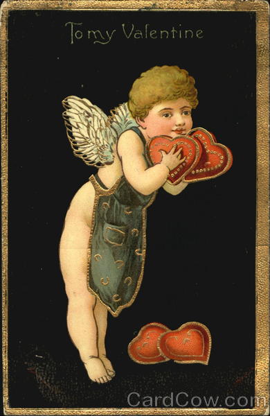 A Cupid Holding Red Hearts