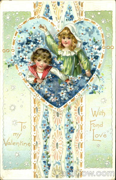 Boy and Girl in Field of Flowers Children