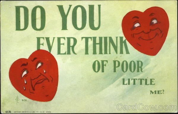 One Red Heart Smiling and One Red Heart Crying Hearts