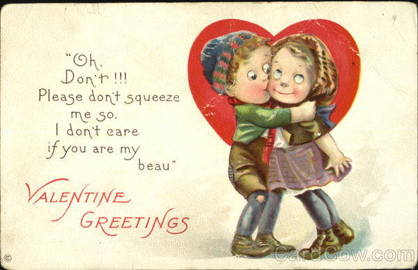 Two kids kissing with a hear behind them Children