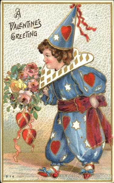 Harlequin Boy with Bouquet of Flowers Children