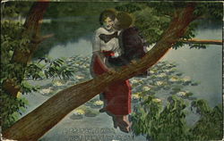Couple Perched in a Tree Postcard