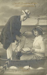 Couple in Rowboat (Studio) Postcard