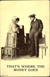 Man and Woman buying chair Postcard