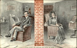 Wall Between Couple Postcard