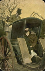 Couple Observed in Broken Carriage Postcard