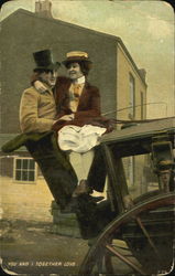 Couple sitting on top of buggy Postcard