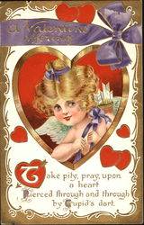 Female cupid in heart cut-out Postcard